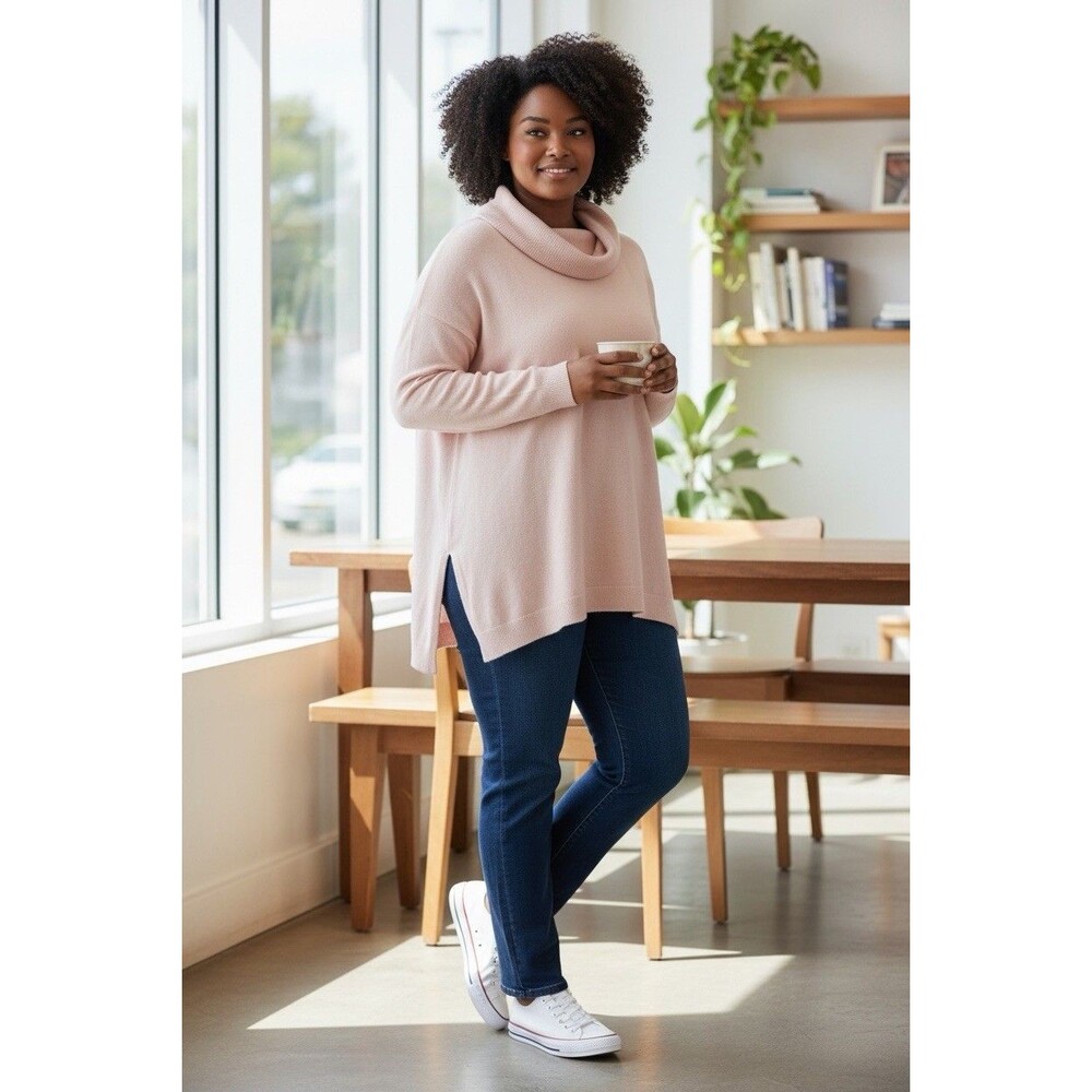 Cato Long Sweater Light Pink Turtleneck Stretch long Sleeve Tunic 18/20W 2X